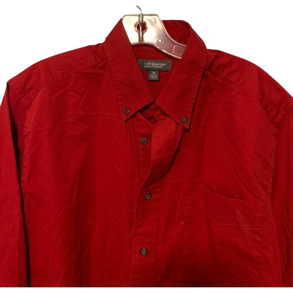 Croft & Barrow Mens Size Medium Red Long Sleeve Button Up Shirt Wrinkle Resistan - Picture 2 of 3